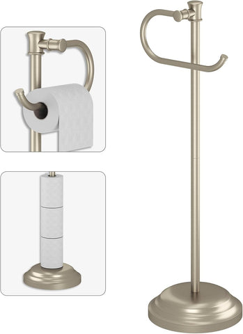 BESy toilet paper holder stand in brushed nickel with sturdy SUS 304 stainless steel