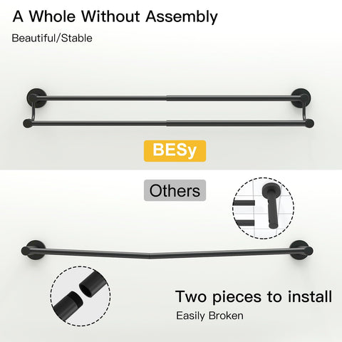 BESy wall-mount towel bar with hotel-style design and concealed screws.