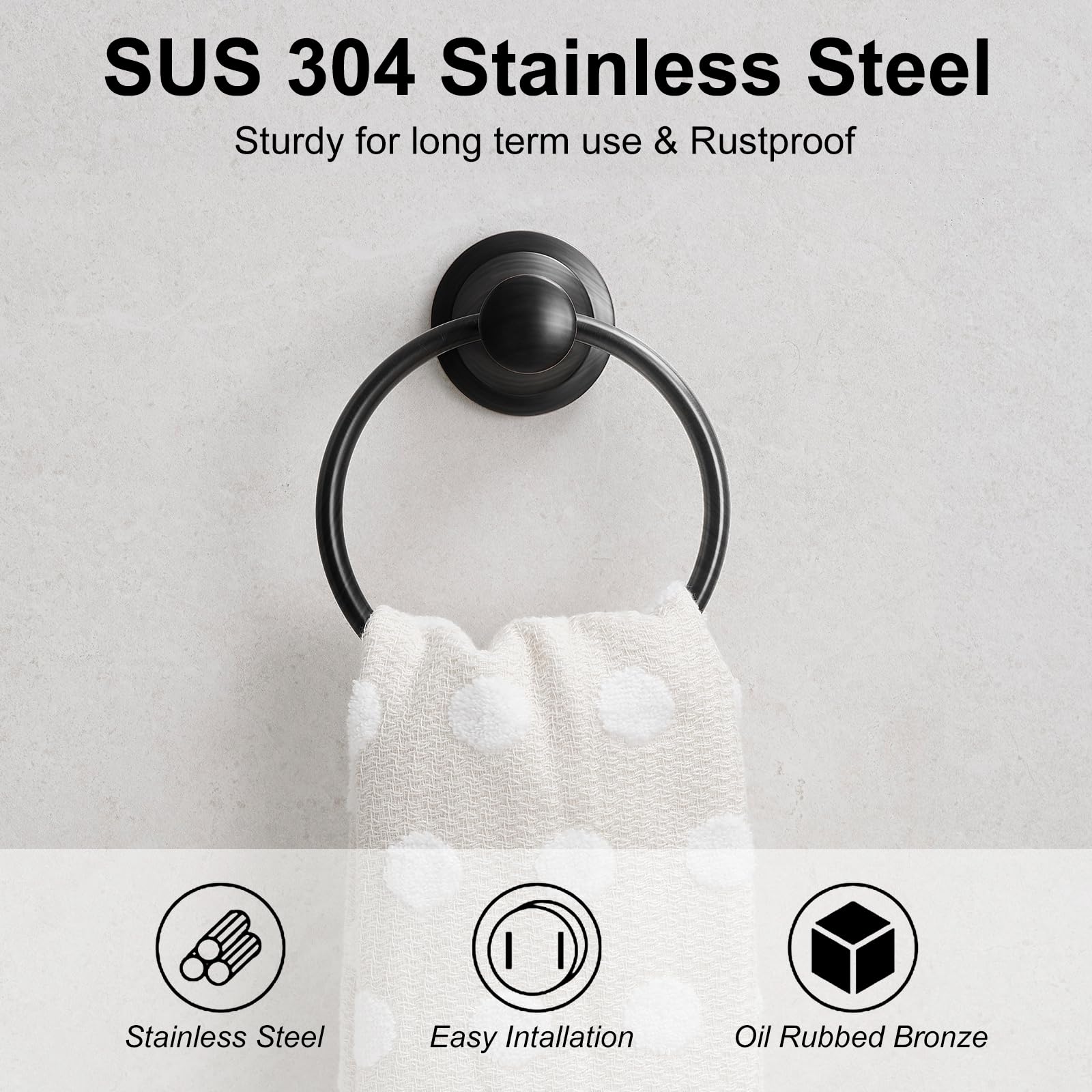 BESy wall-mounted towel ring installation with concealed screws