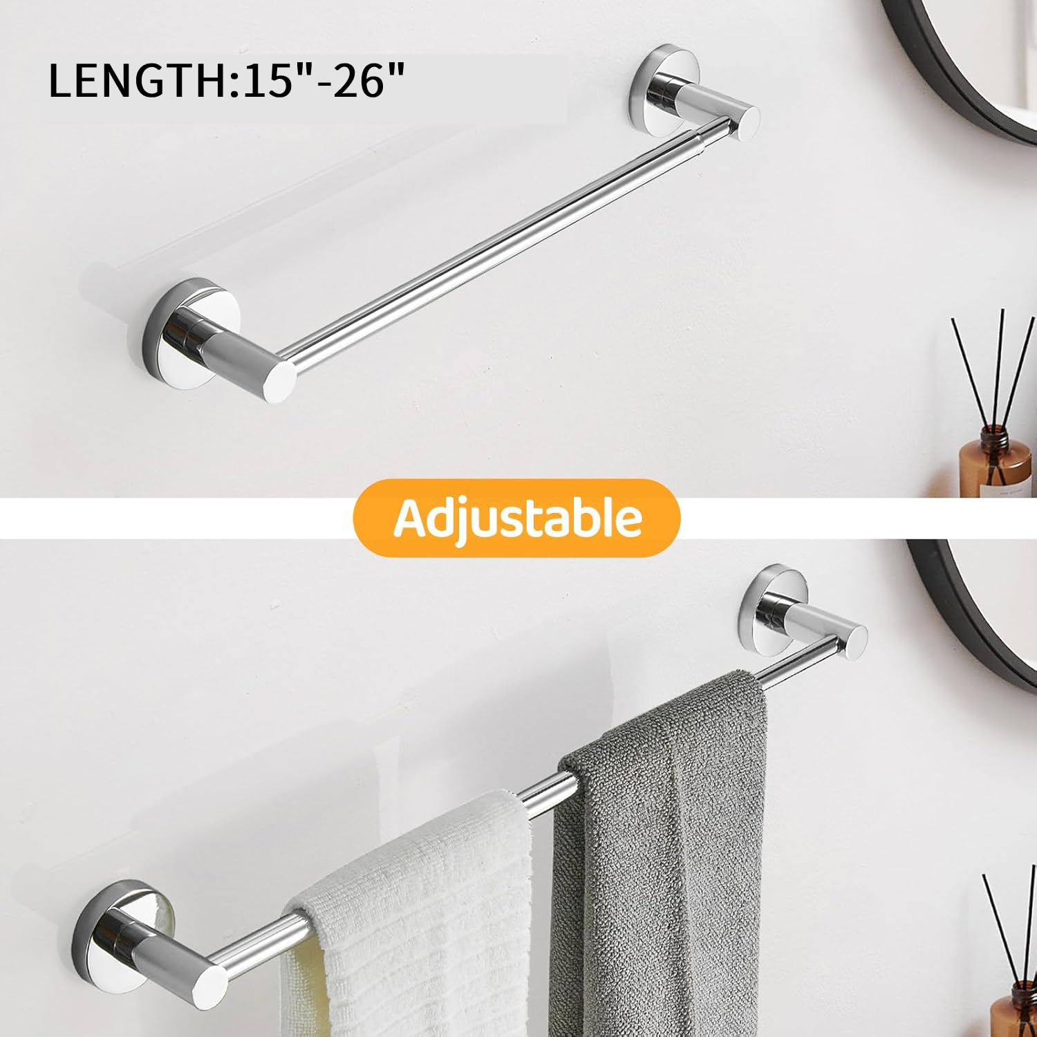 BESy wall-mount towel holder in SUS304 stainless steel for rustproof durability.
