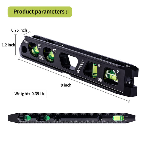BETHEL Torpedo Level aluminum frame for durable, accurate measurements on the job