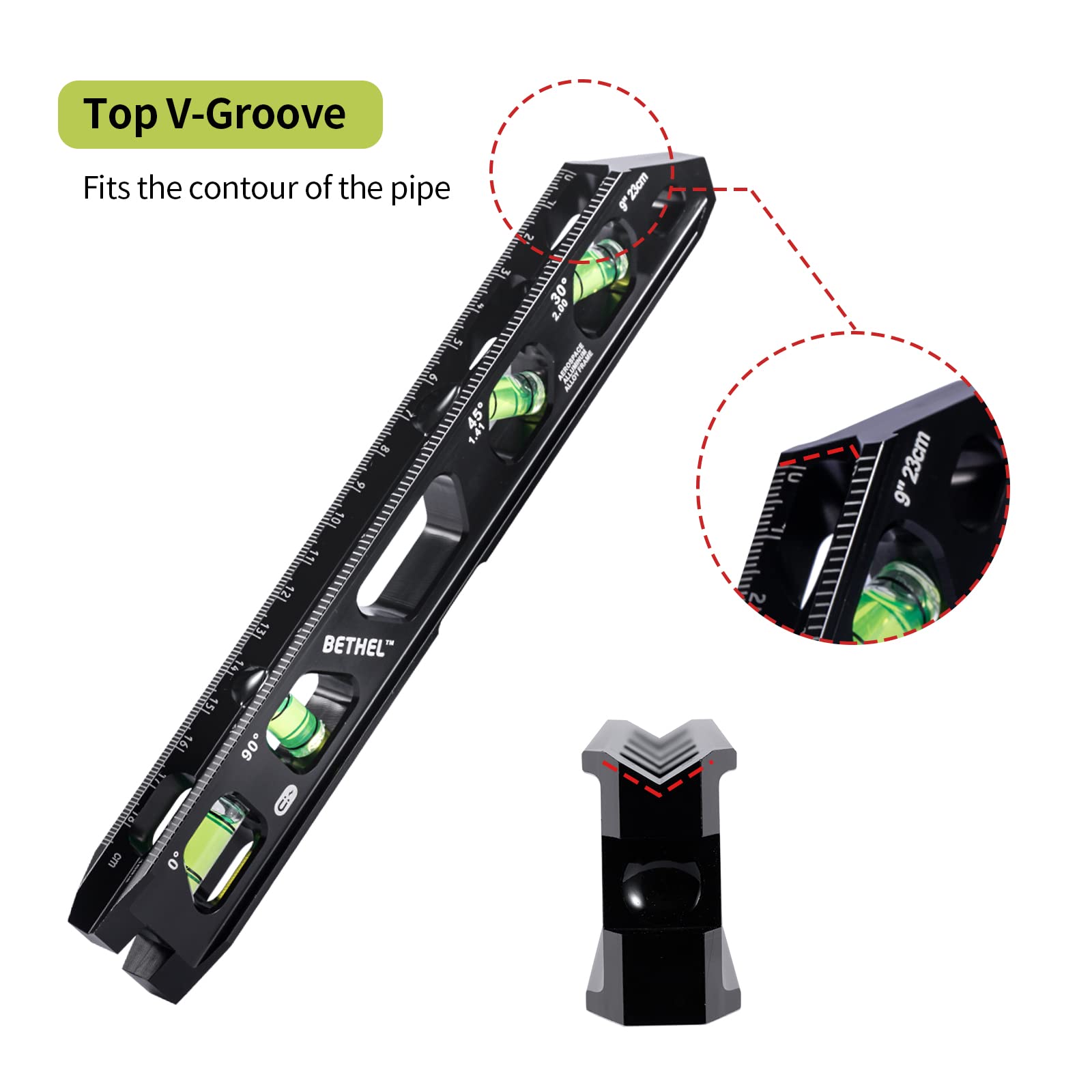 BETHEL Torpedo Level compact design fits tight spaces and pockets