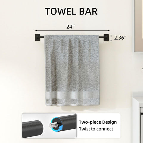 Bethom 24-inch towel rack in matte black, ideal for neat bathroom storage.