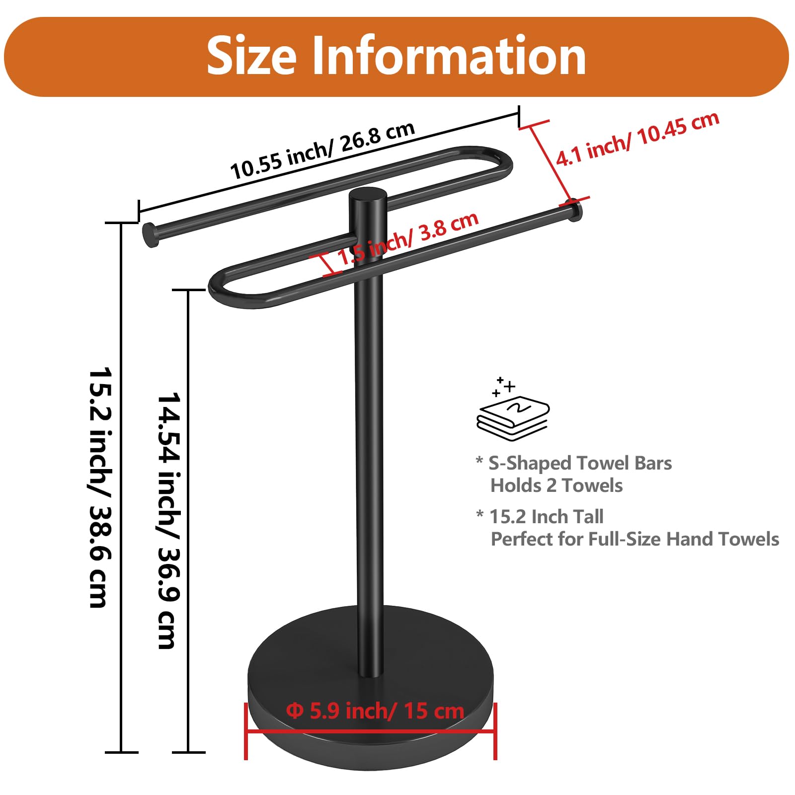Bethom countertop towel rack suitable for bathroom and kitchen.