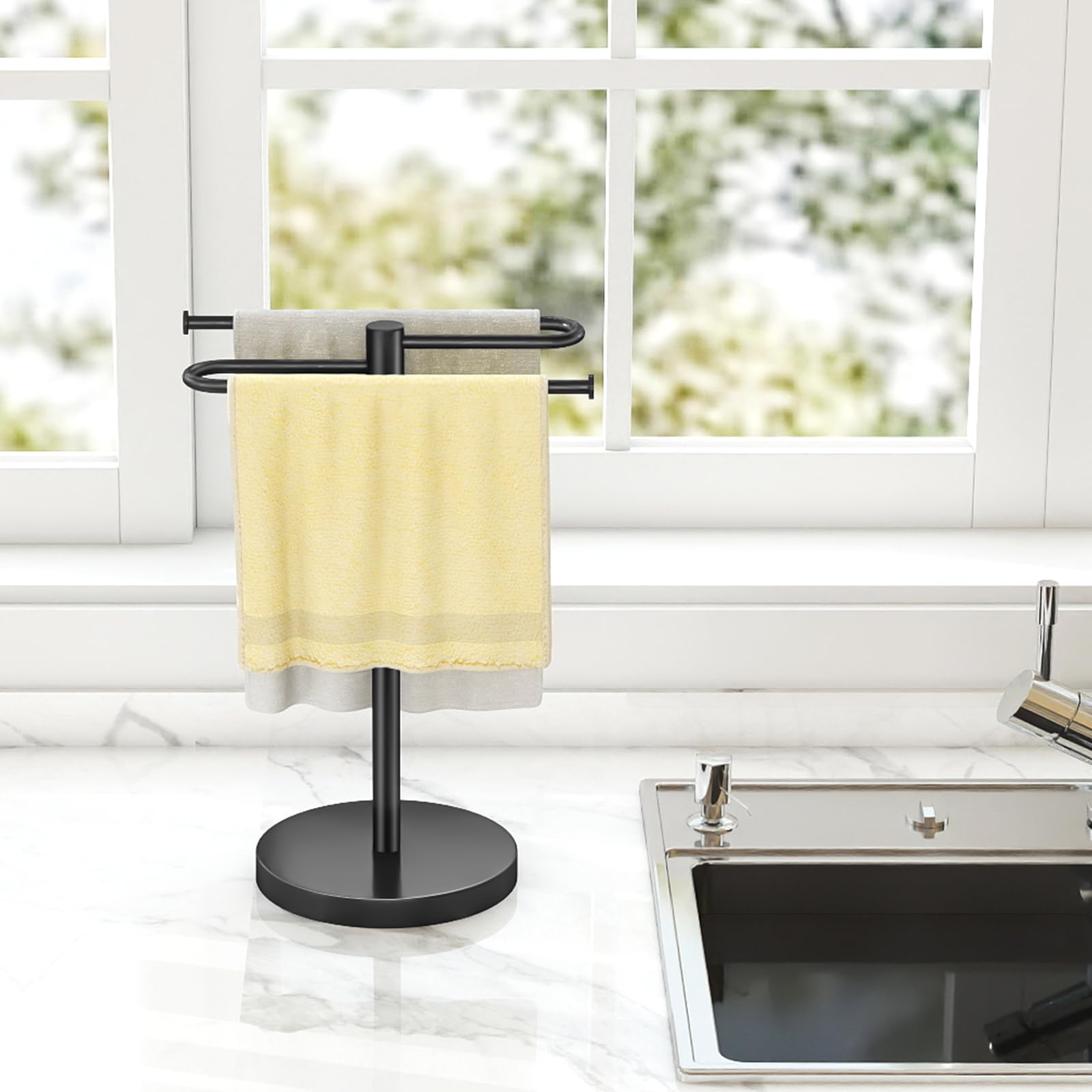 Bethom hand towel stand holds two towels with fast-drying space.