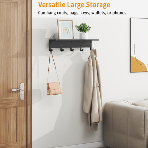 Bethom entryway coat rack shelf keeps coats within reach and bags neatly stored.