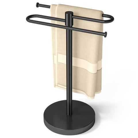 Bethom hand towel stand with black stainless finish for a neat countertop.