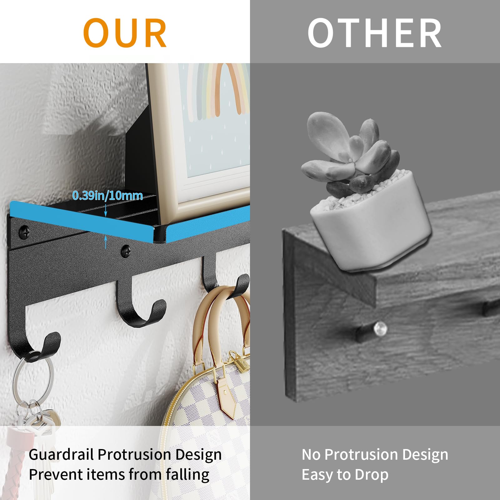 Bethom metal coat rack detail shows thickened material for durable daily use.