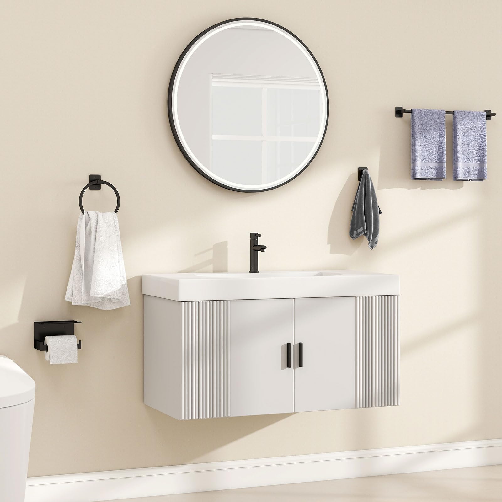 Bethom stainless steel bathroom hardware set resists humidity for lasting style.