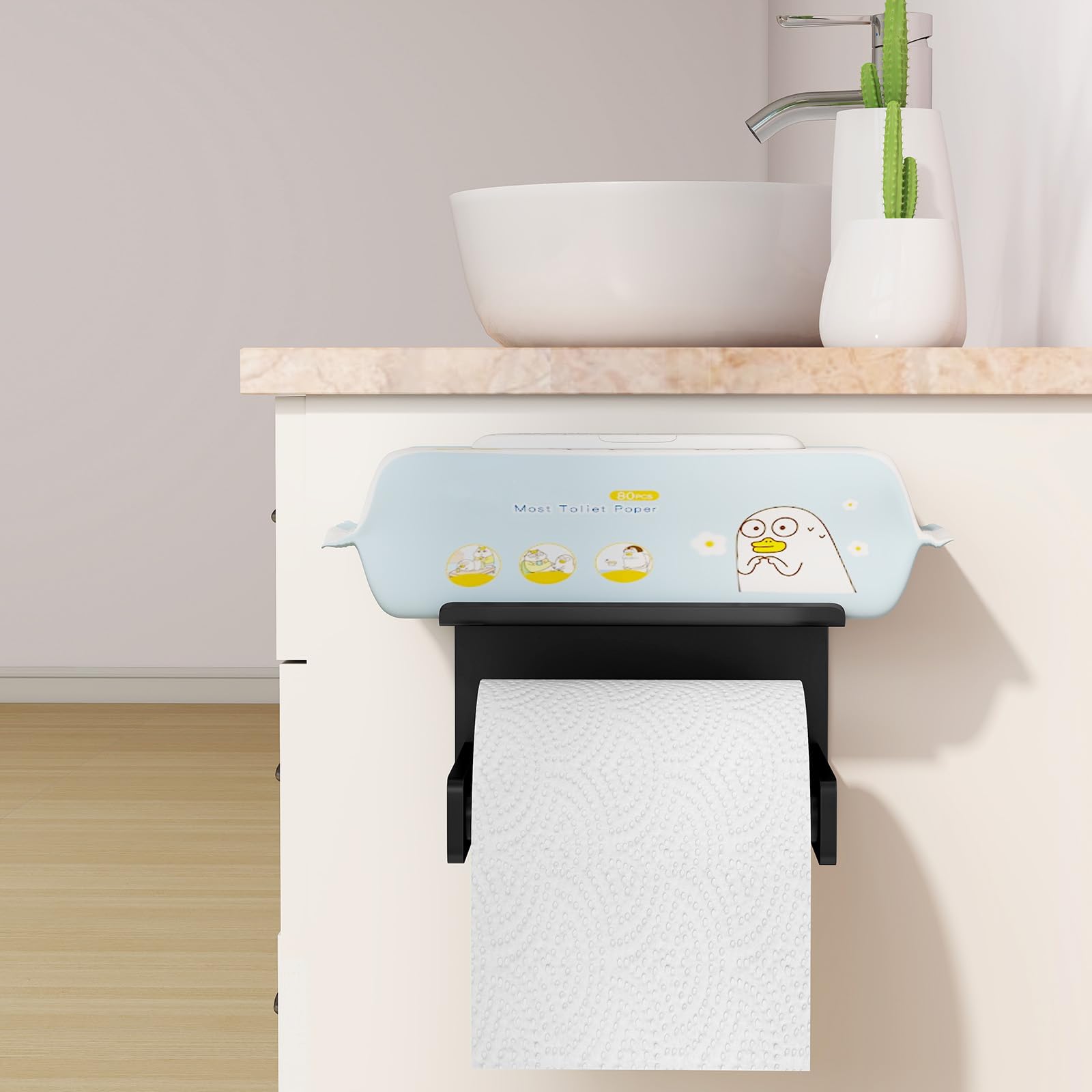 Bethom bathroom setup with matte black holder, organized and accessible
