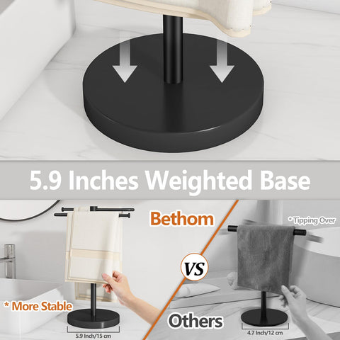 Bethom weighted base prevents wobble when towels are pulled.