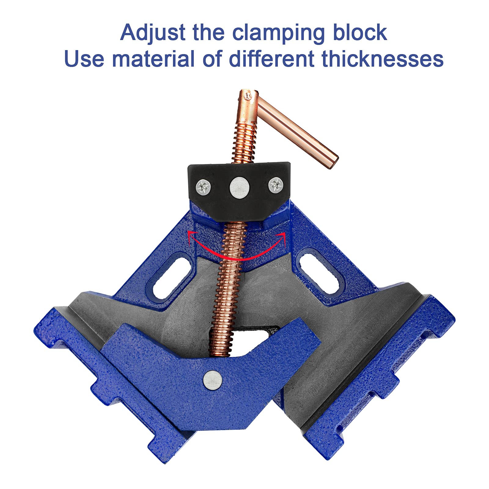 Holds workpieces at a 90-degree angle for square, precise joints.