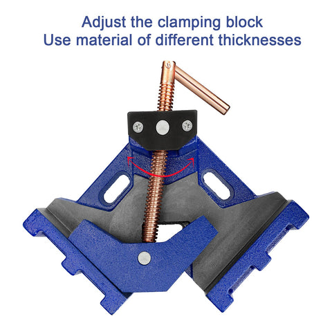 Holds workpieces at a 90-degree angle for square, precise joints.