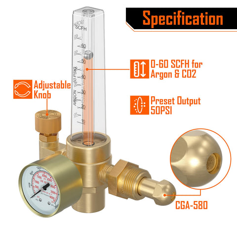 BETOOLL flowmeter dial close-up showing accurate flow measurement for welding tasks