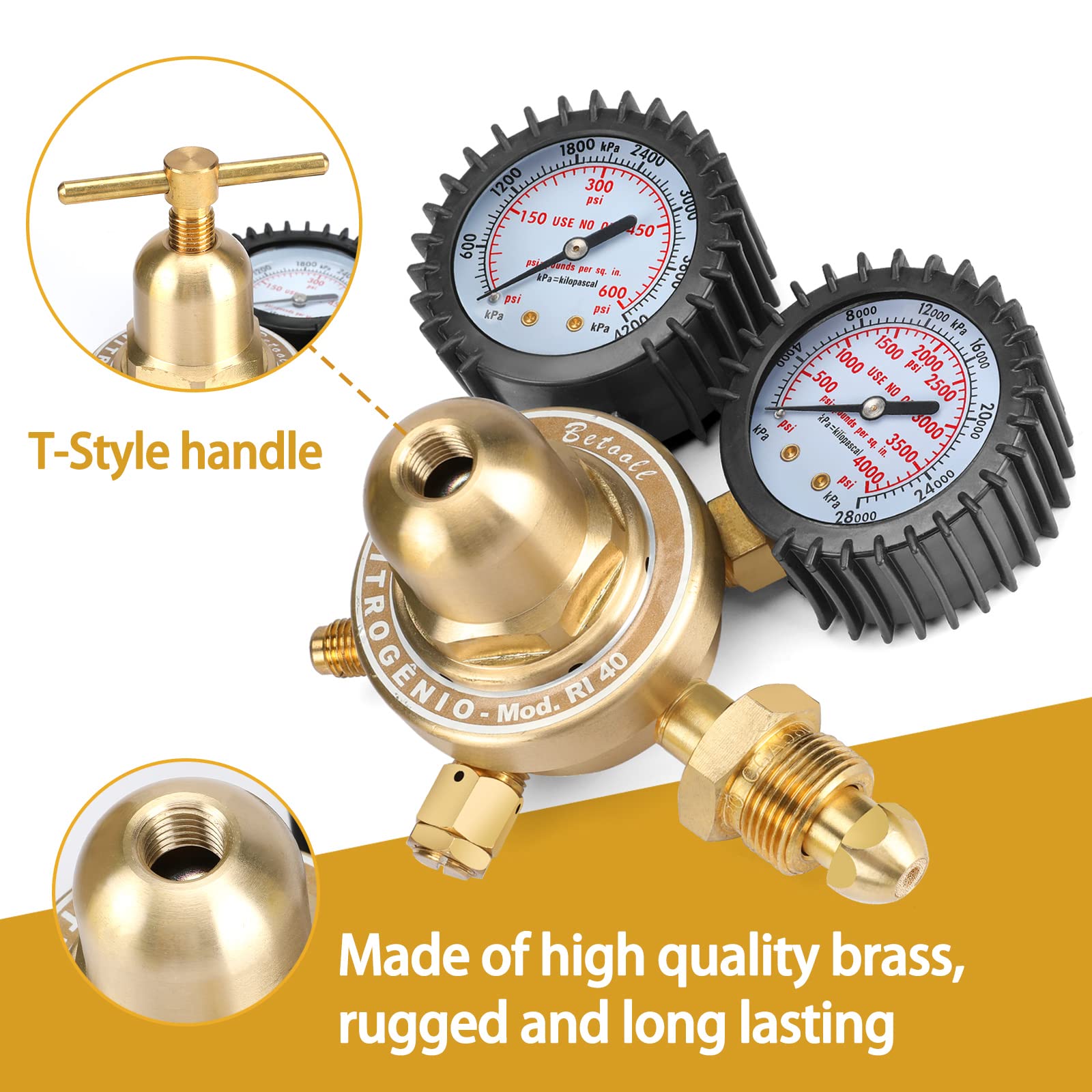 BETOOLL nitrogen regulator brass body highlighting durability and precision.