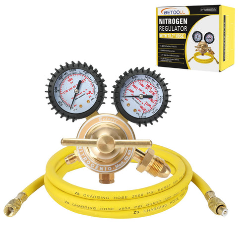 BETOOLL nitrogen regulator with 78.7 inch hose for safer distant soldering setups.