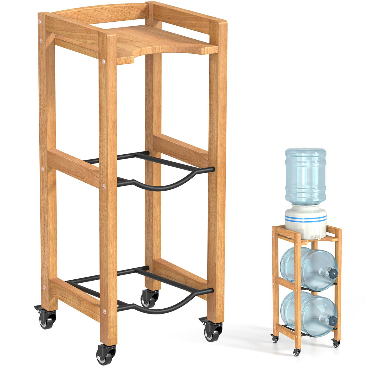 BETSEO 3-Tier Water Jug Holder with three jugs on sturdy racks for organized storage
