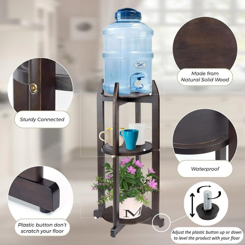 BETSEO water-dispenser stand three-shelves close-up demonstrates stable storage.