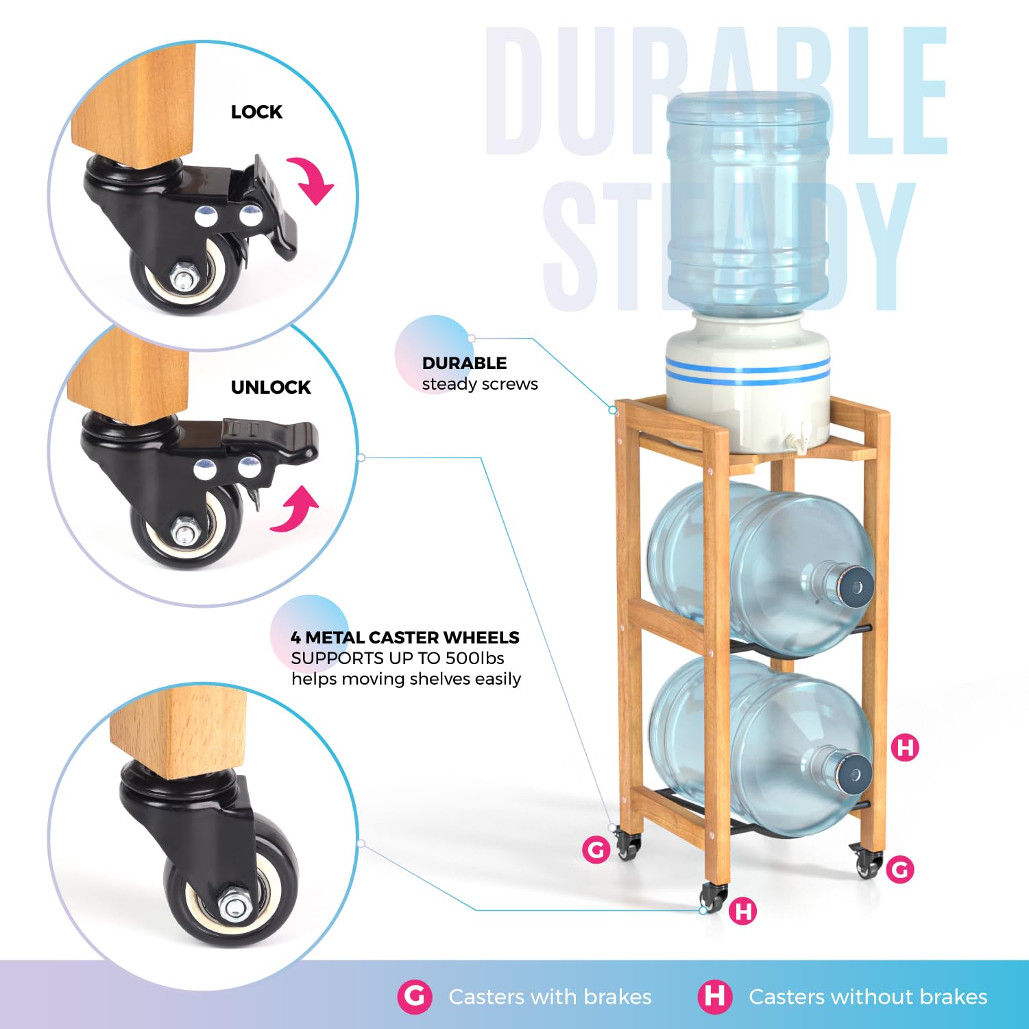 BETSEO wheeled stand with lockable casters for easy movement and secure placement