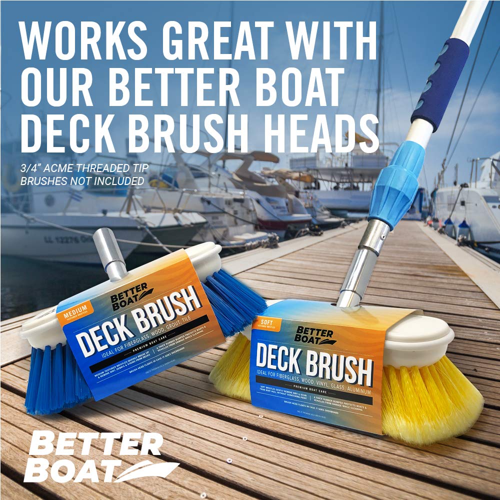 Better Boat extension pole attachments including deck brush and boat hook.
