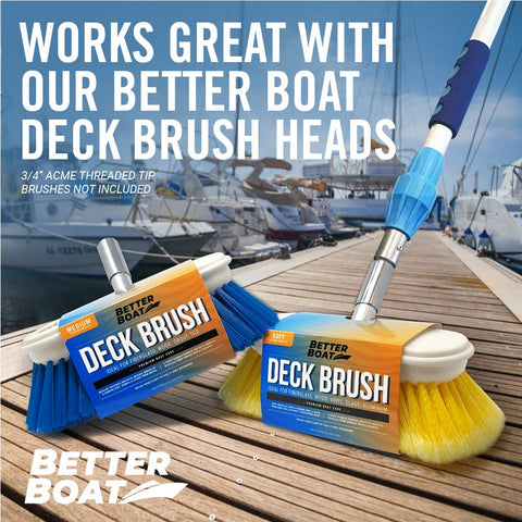 Better Boat extension pole attachments including deck brush and boat hook.
