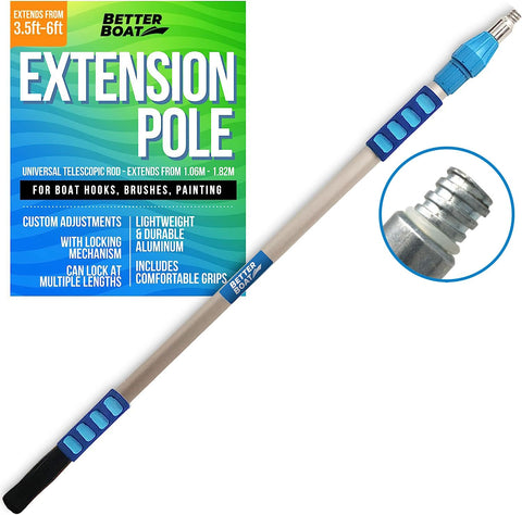 Better Boat extension pole extended length for hard-to-reach deck cleaning.