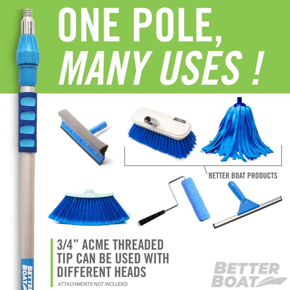 Better Boat extension pole three-quarter-inch Acme tip fits common attachments.