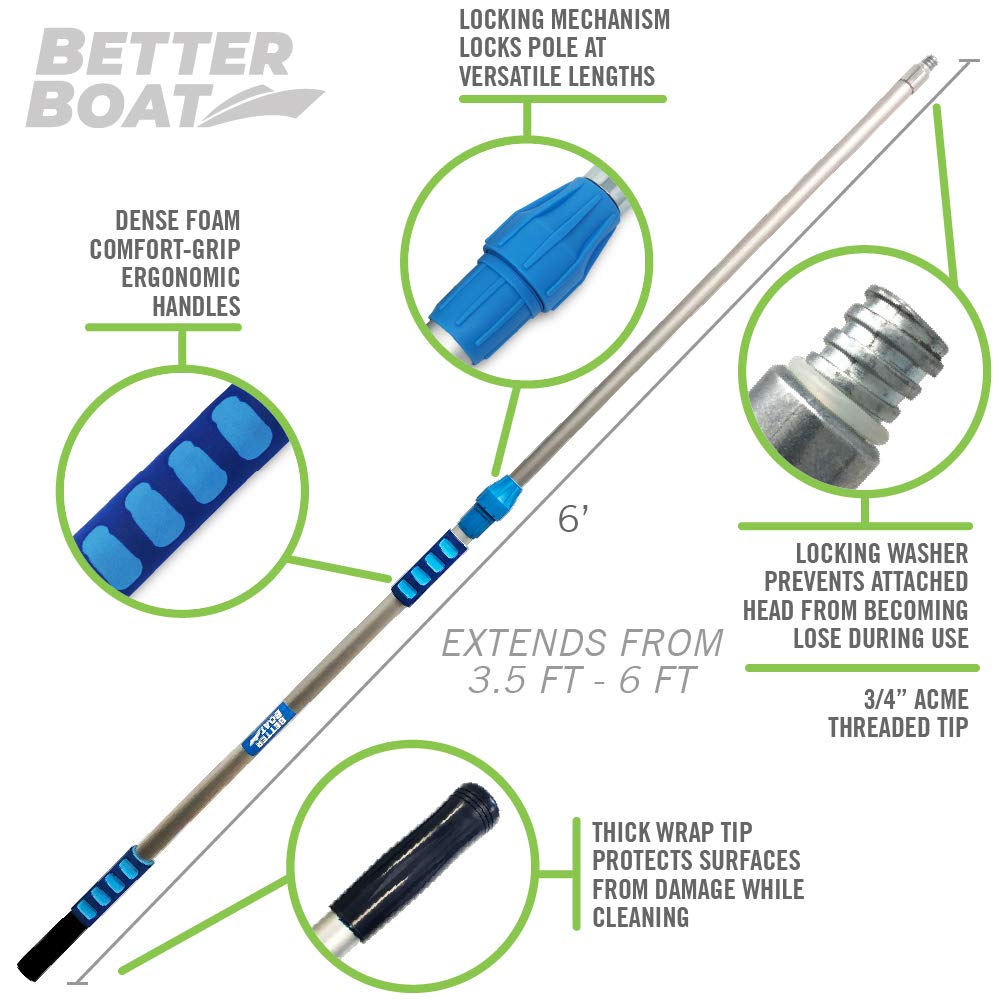 Better Boat extension pole twist-lock mechanism secures stable extension during tasks.