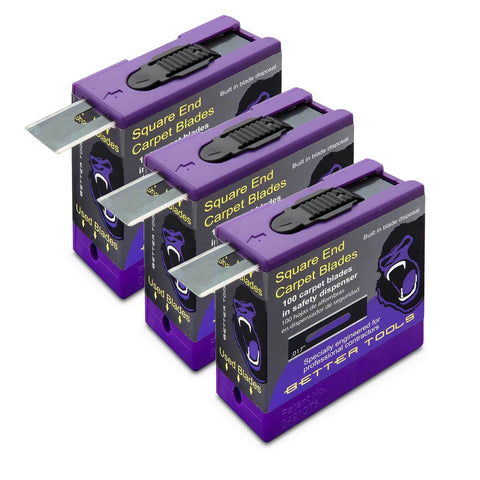Better Tools 3G Extreme carpet blade pack close-up, razor-sharp precision for tough carpet work.
