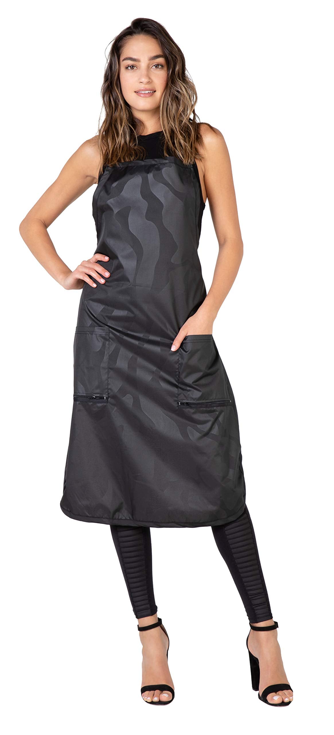 Betty Dain Amazin' Bleachproof Apron in black with zippered pockets protects clothing during treatments.