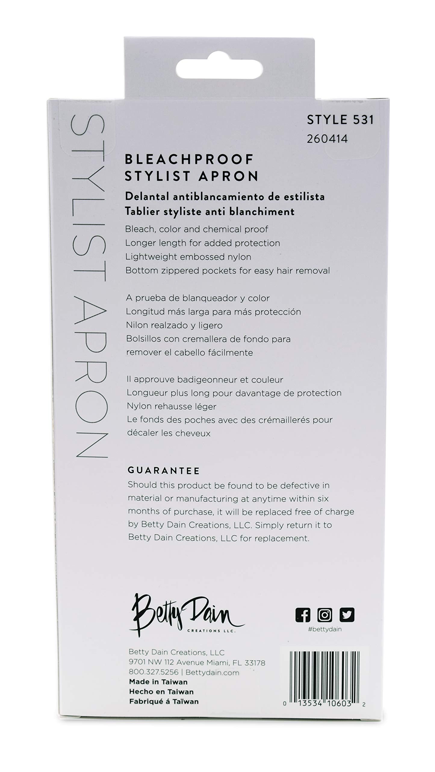 Professional Betty Dain Amazin' Apron is ideal for modern salon use and repeated daily wear.