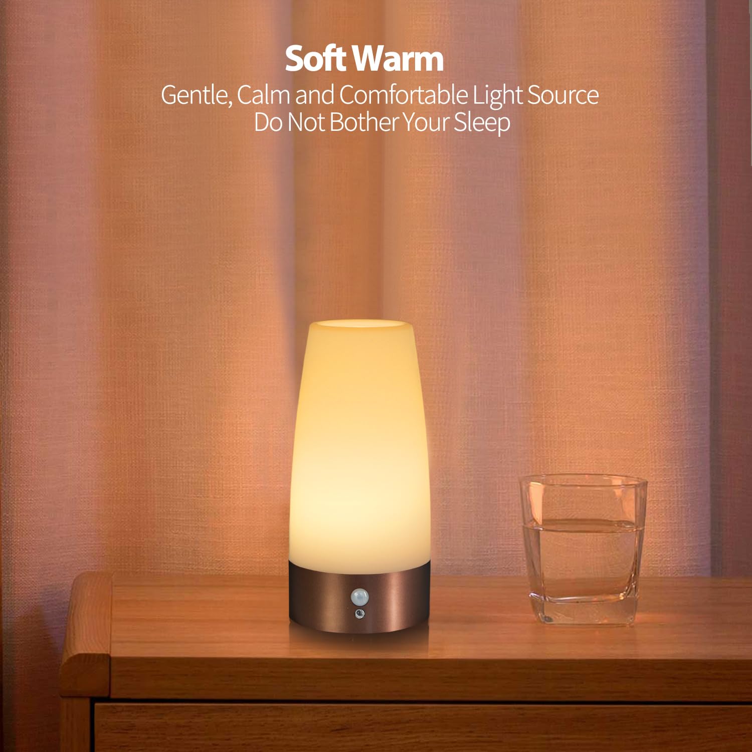 Betus Motion Sensor Night Light side view shows compact cordless bedside illumination