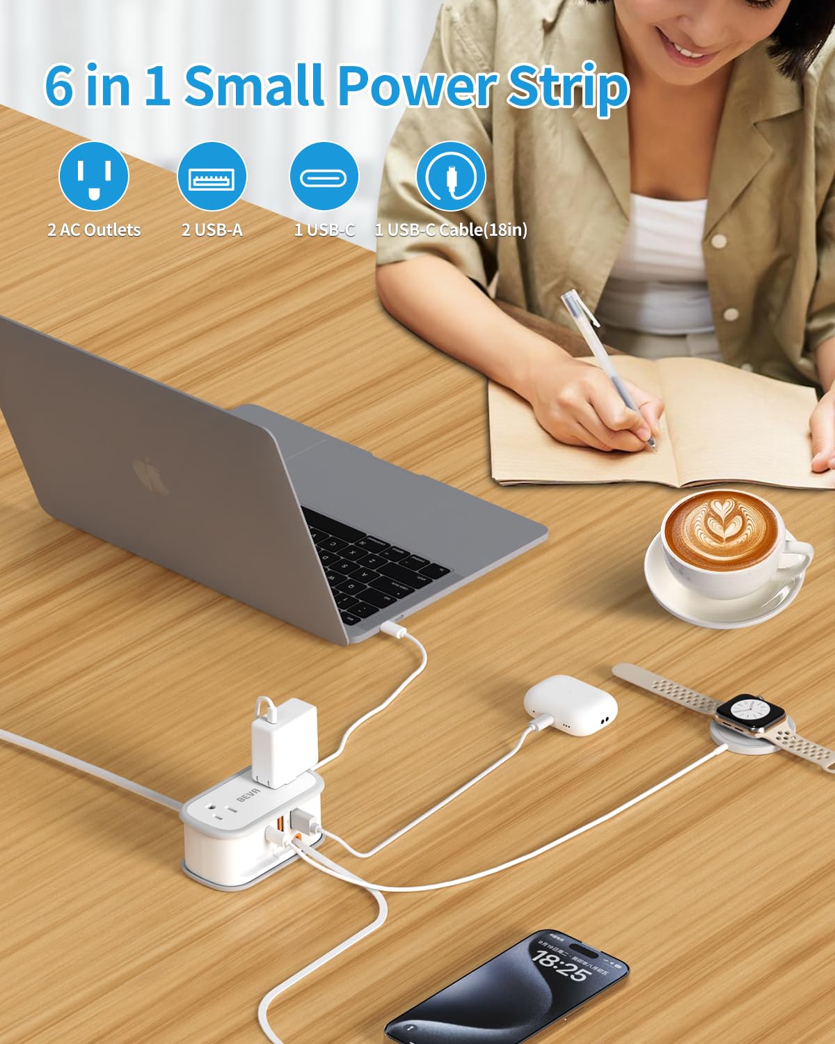 BEVA UK adapter features a retractable USB-C cable for easy on-the-go charging.