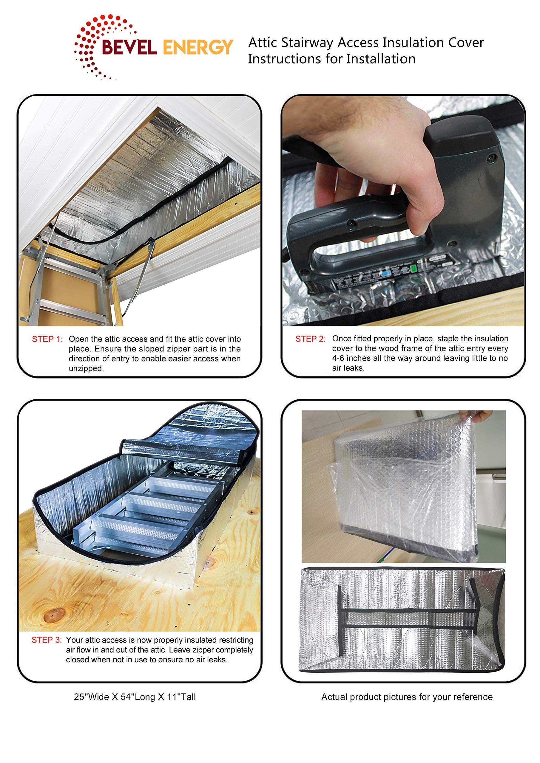 Bevel Energy compact attic ladder cover stored neatly when not in use.