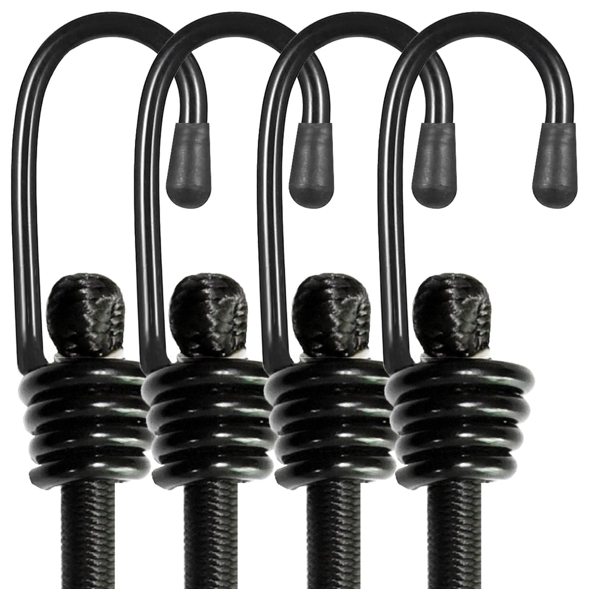 BEXSLE bungee cords with hooks in a 4-pack for secure outdoor bundling