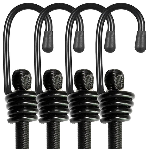 BEXSLE bungee cords with hooks in a 4-pack for secure outdoor bundling