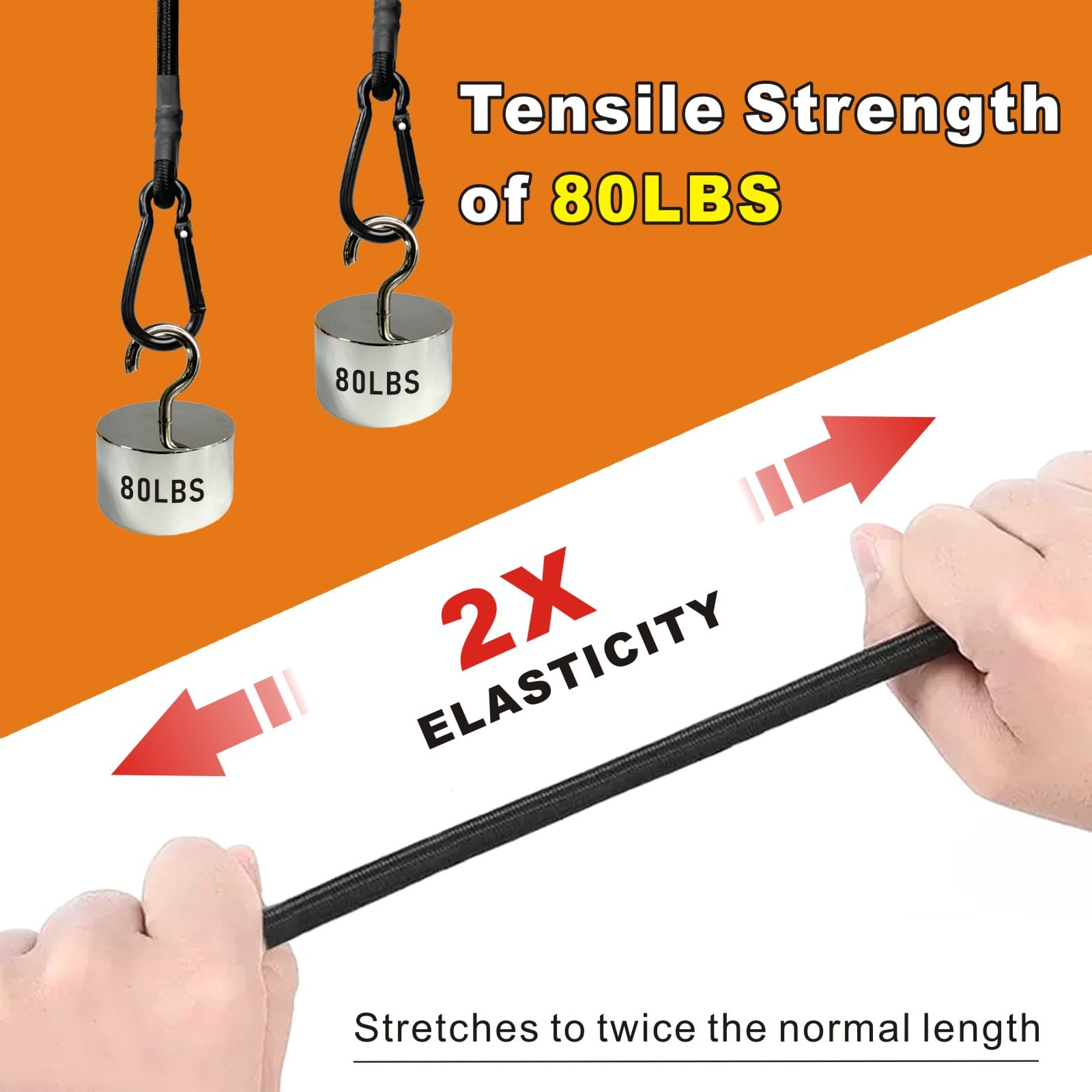 BEXSLE heavy-duty outdoor-use bungee cord offers reliable stretch for tied-down gear.