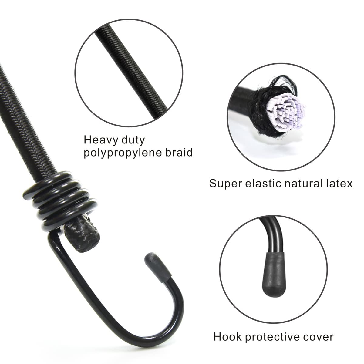 BEXSLE outdoor tarp securing bungee keeps coverings tight in wind