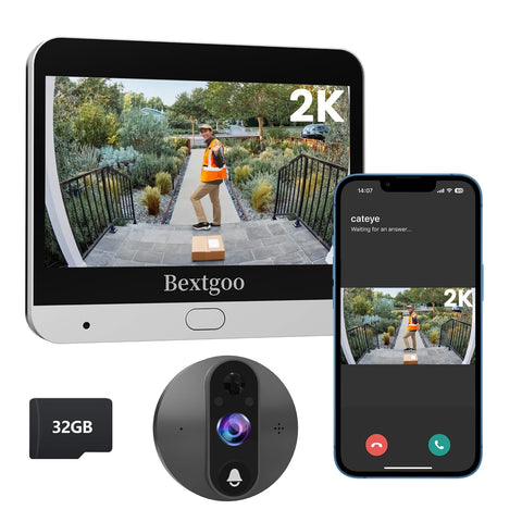 Bextgoo 2K peephole front view for clear visitor identification