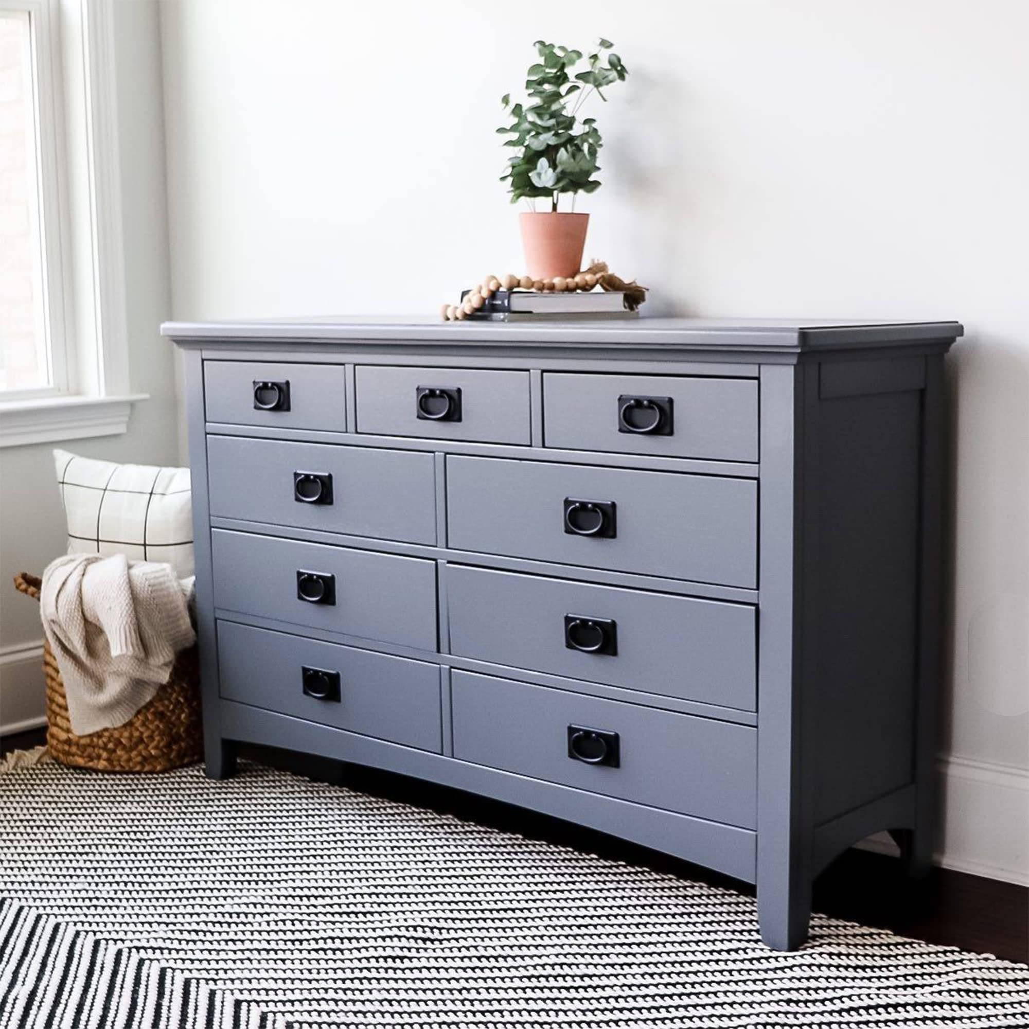 Beyond Paint Pewter dresser before-after highlights dramatic refinement