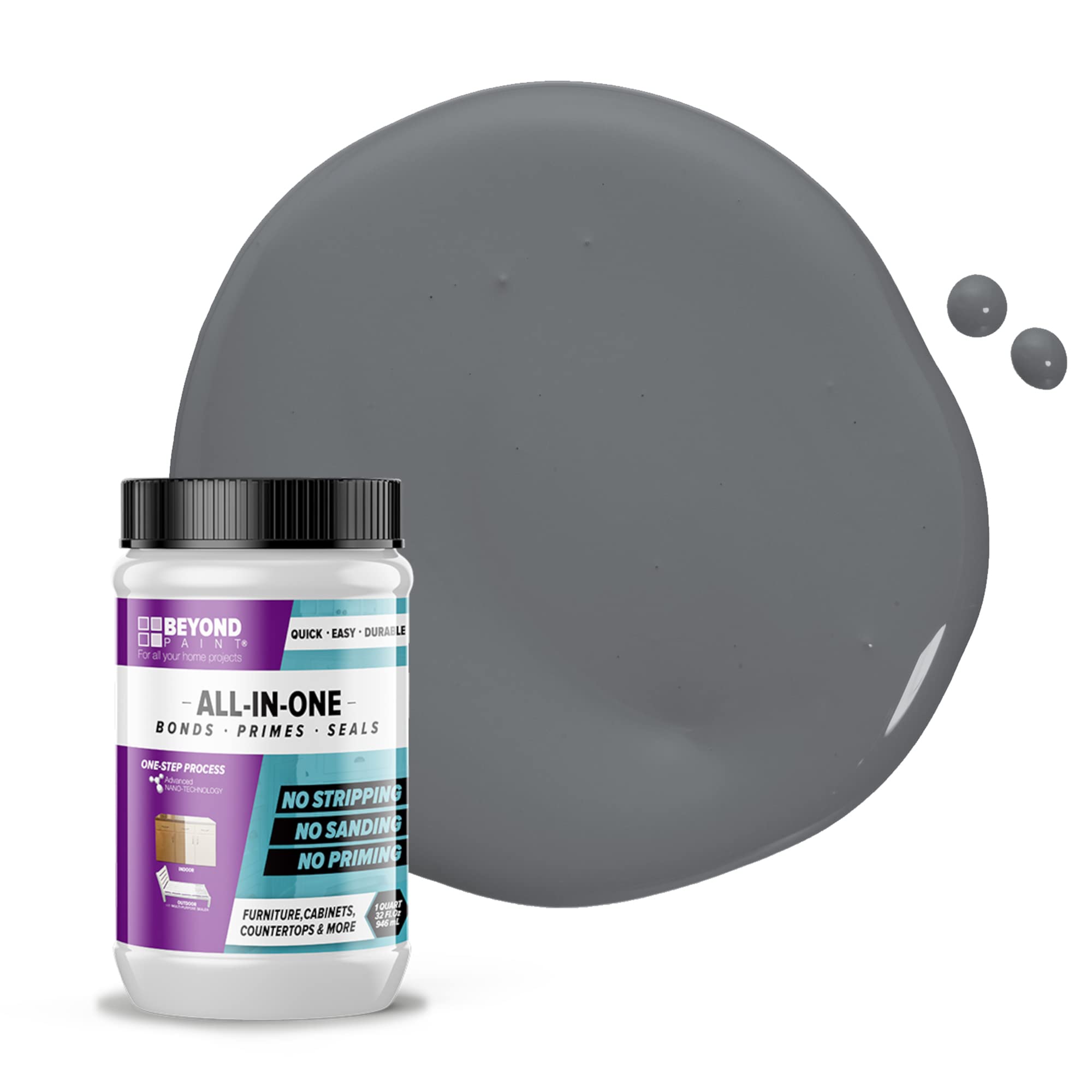 Beyond Paint Pewter furniture application shows a smooth, durable finish