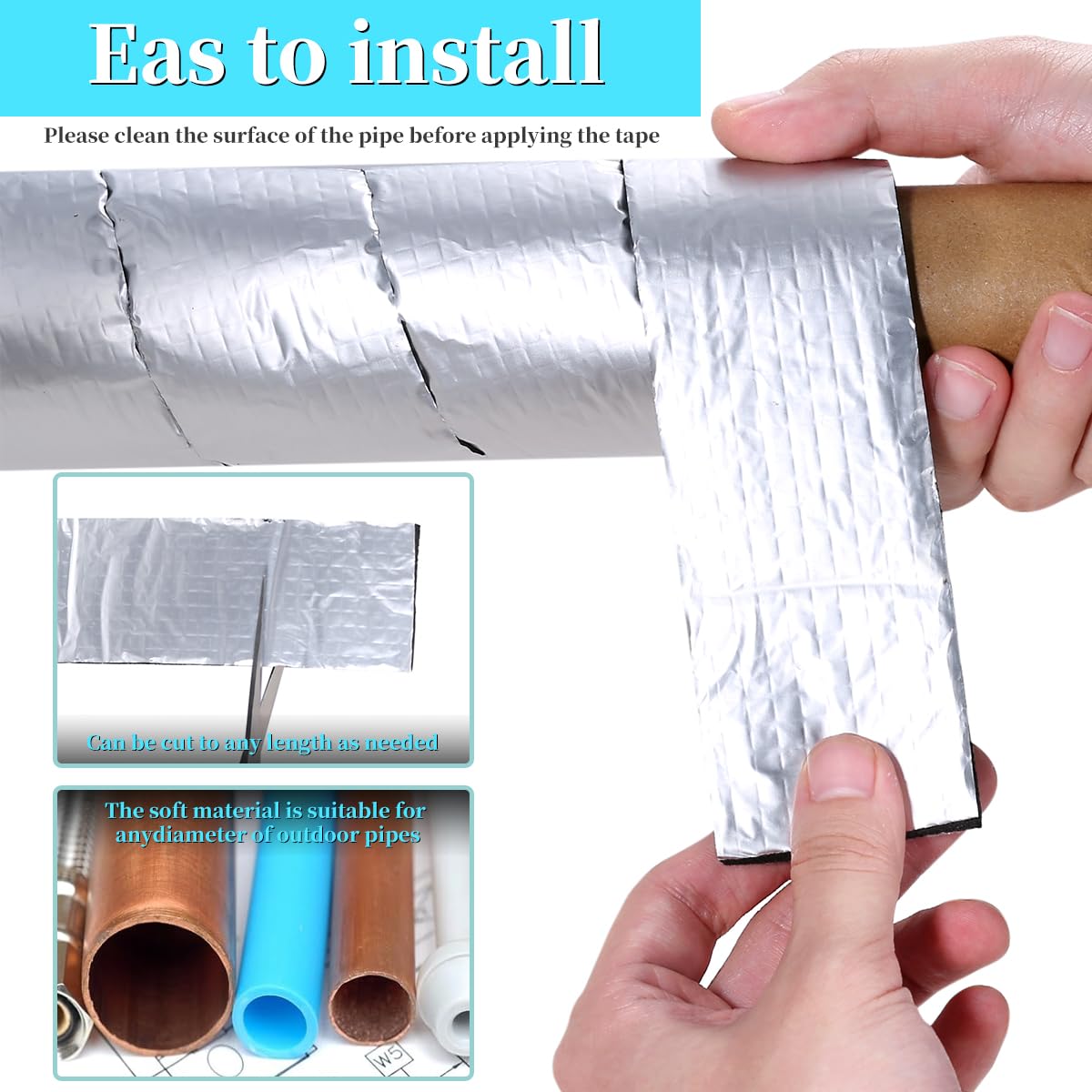 BFHB pipe wrap with self-adhesive back enables peel-and-stick installation