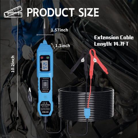 Bfminitool 14.7 ft lead enables easy reach from battery to test point.