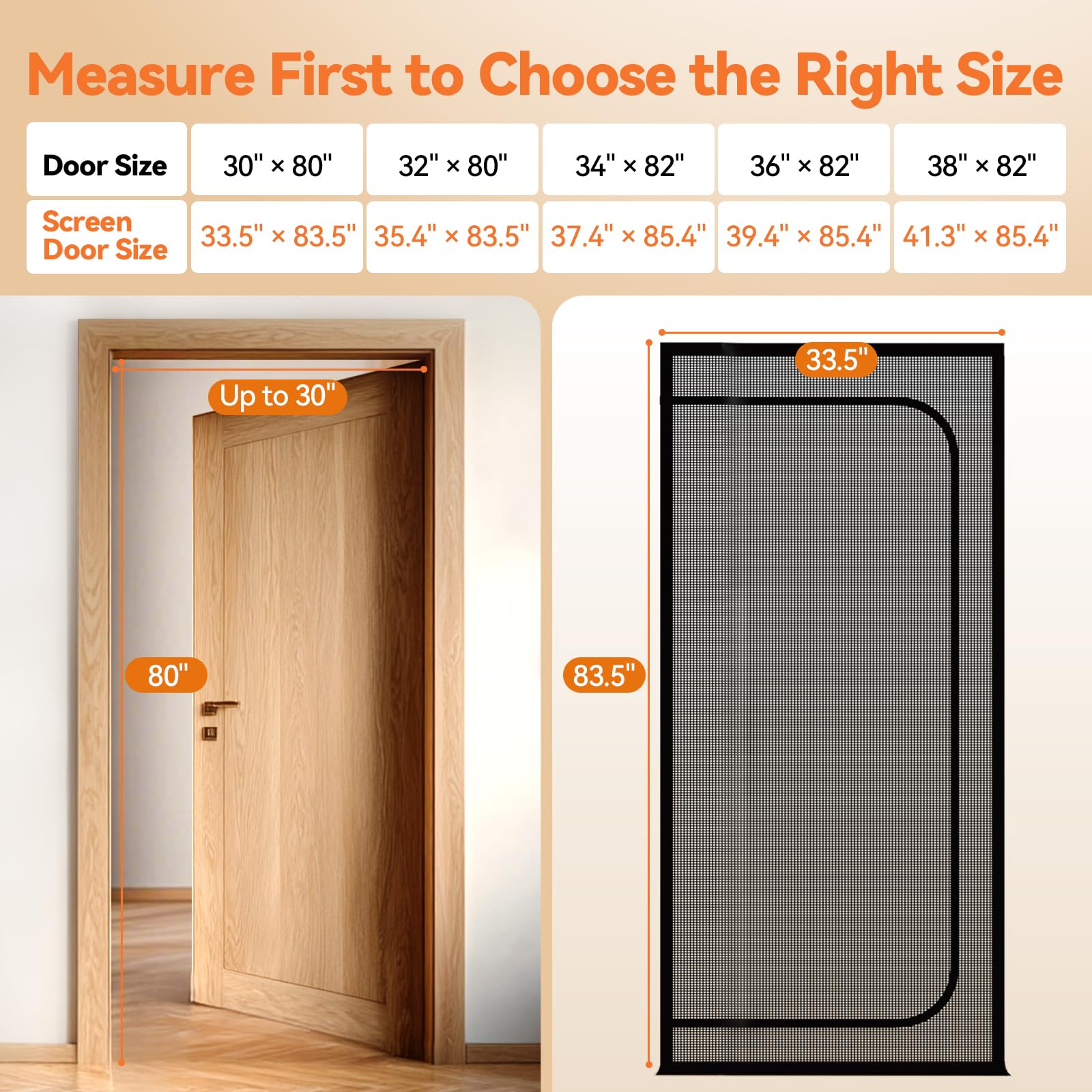 BFNN cat screen door fits up to 30x80 inch openings