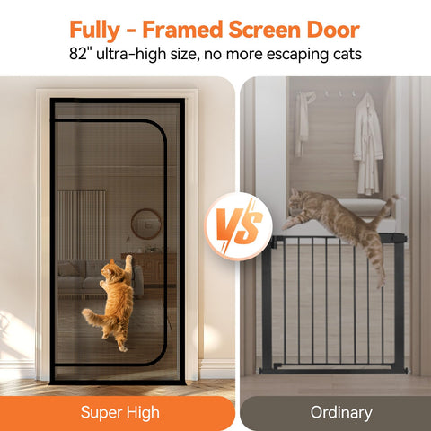 BFNN cat screen door with double zipper for easy access