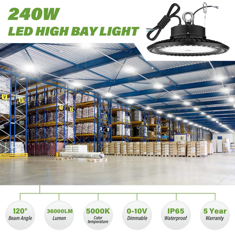 BFT UFO LED high bay light outputs 36,000 lumens for large spaces