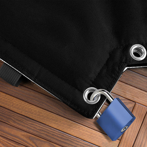 BFU Hxin backflow cover on outdoor valve withstands snow and wind.