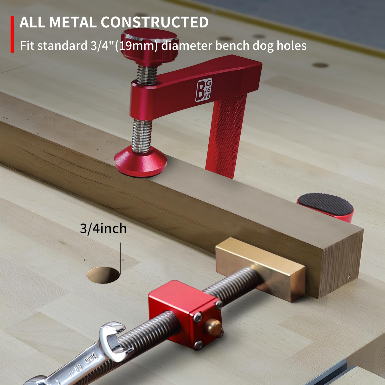 BGASNW bench dogs 19mm hole compatibility ensures broad bench fit.