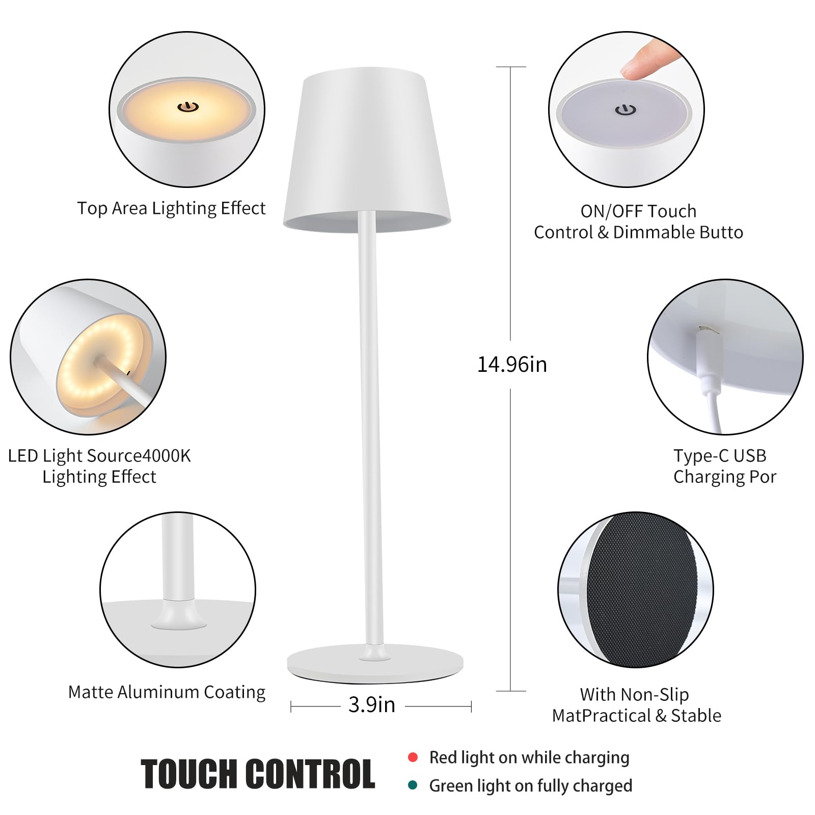 BGFHome cordless table lamp in a bedroom setup as a bedside light