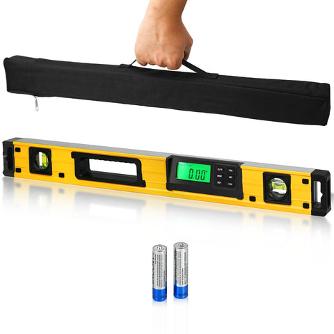 Bghdas 24-inch digital level with backlit LCD for easy reading in dim spaces.